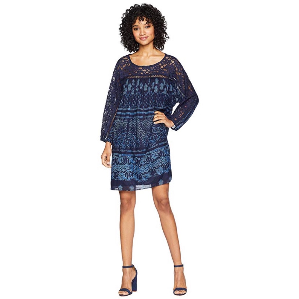 Free People 🌿 Sun Daze Dress in Indigo Combo